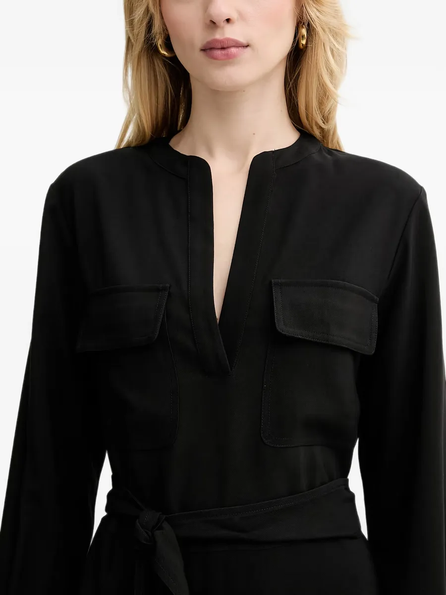 buttoned V-neck dress 4