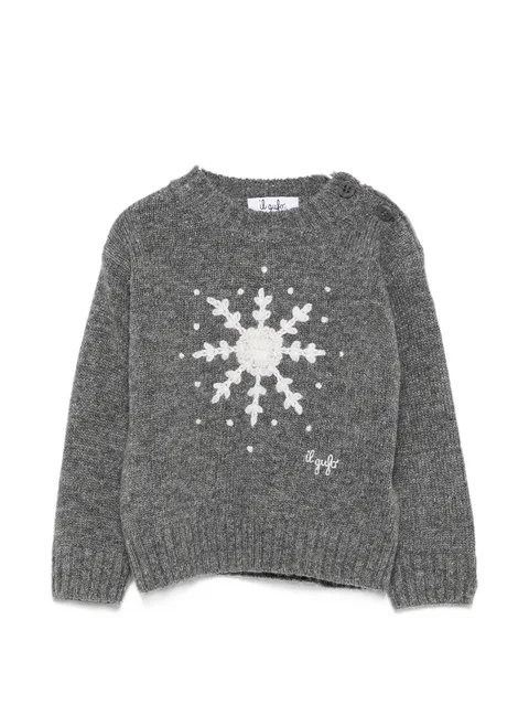 snowflake-embroidered sweater