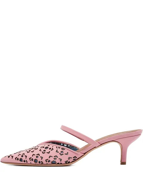 leather heeled mules