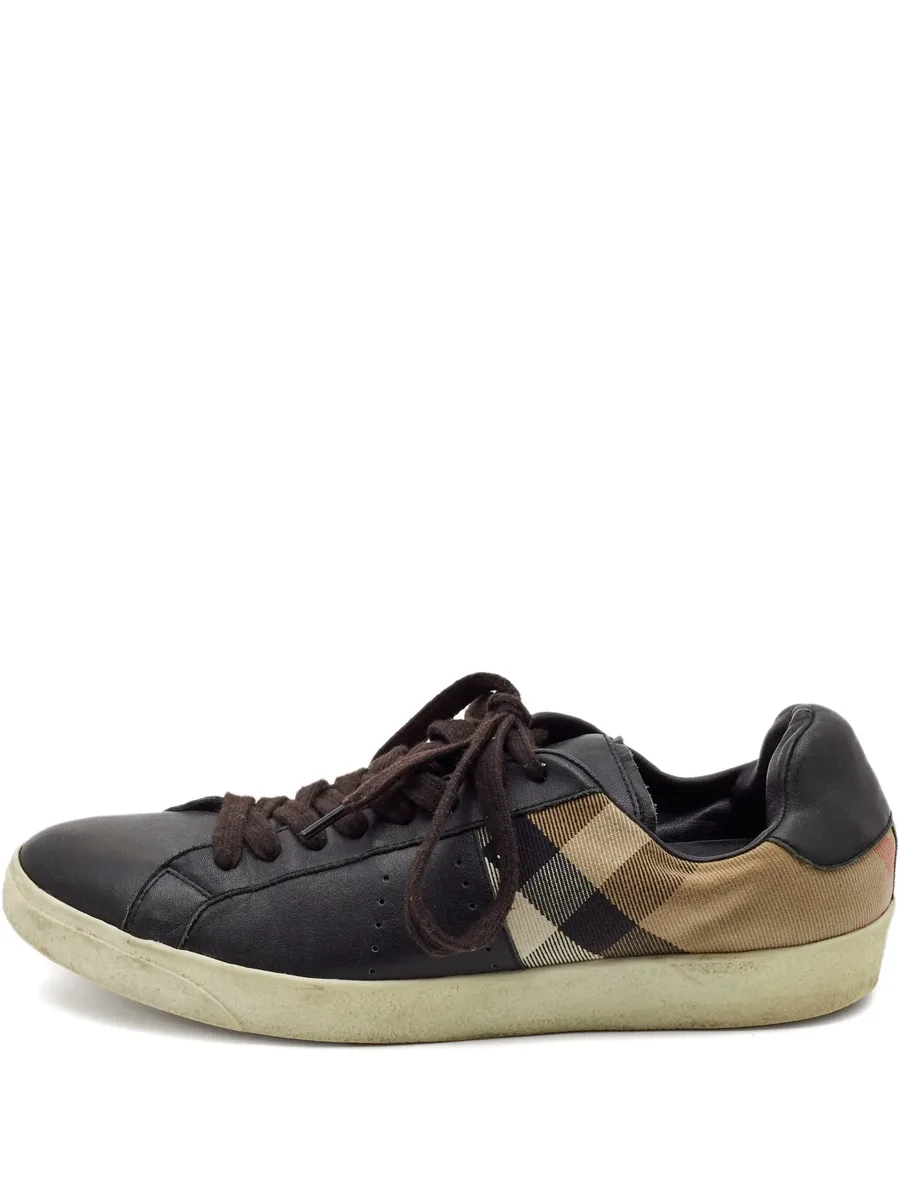 leather checked sneakers 2