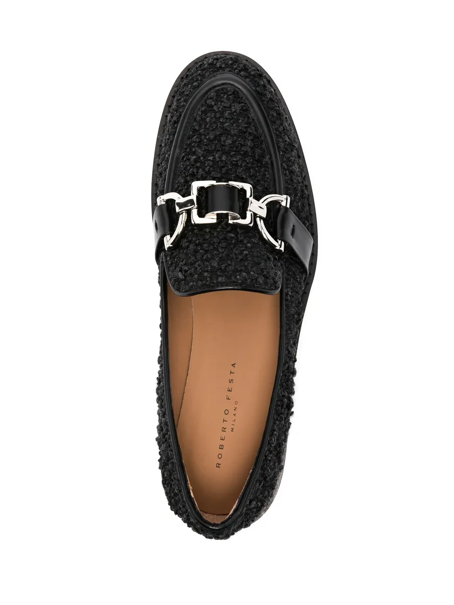 boucle-texture buckle-detail loafers 8