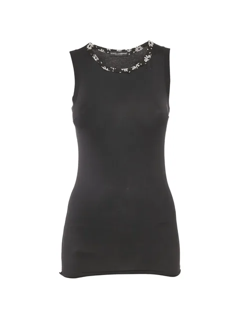 floral-trim jersey top
