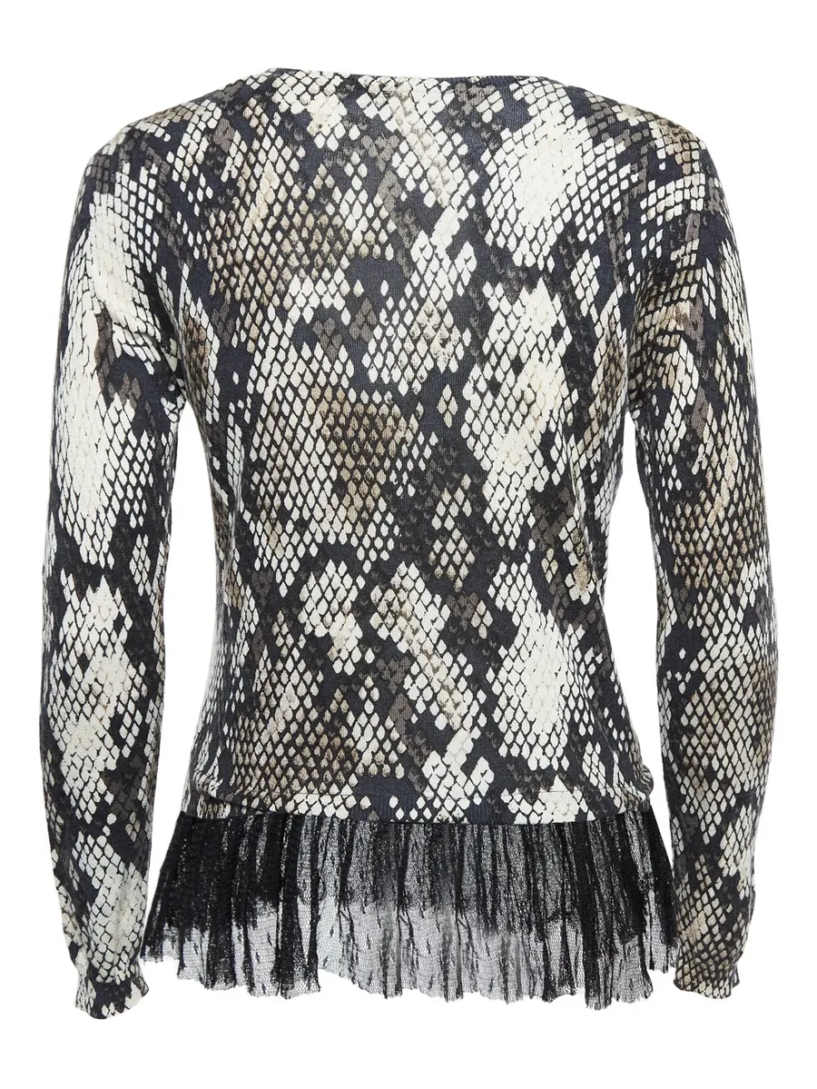snake-print lace-trim top 3