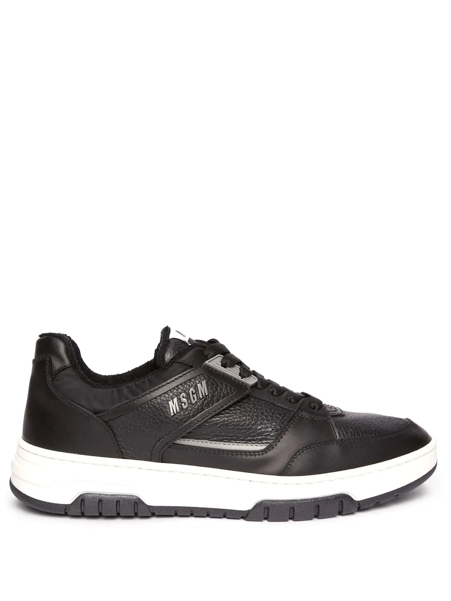 panelled leather sneakers 2