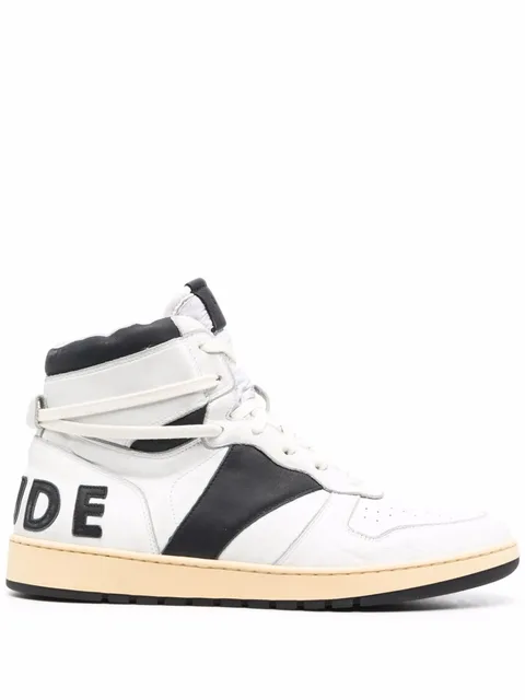 high-top logo-print trainers