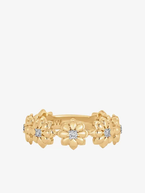 кольцо Flower из желтого золота с бриллиантами