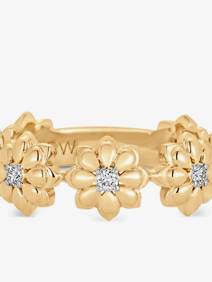 кольцо Flower из желтого золота с бриллиантами 2