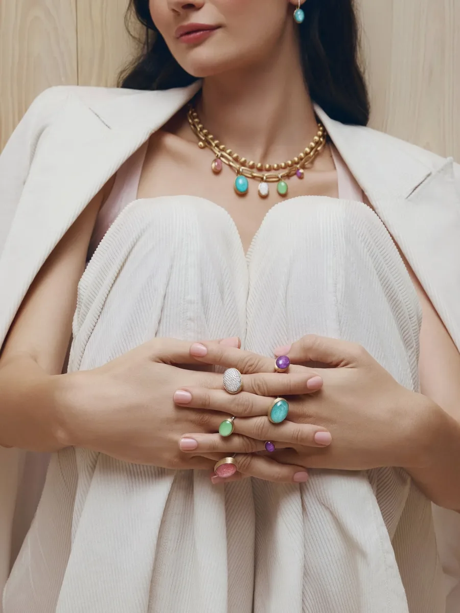 кольцо Boules с бриллиантами и амазонитом 2