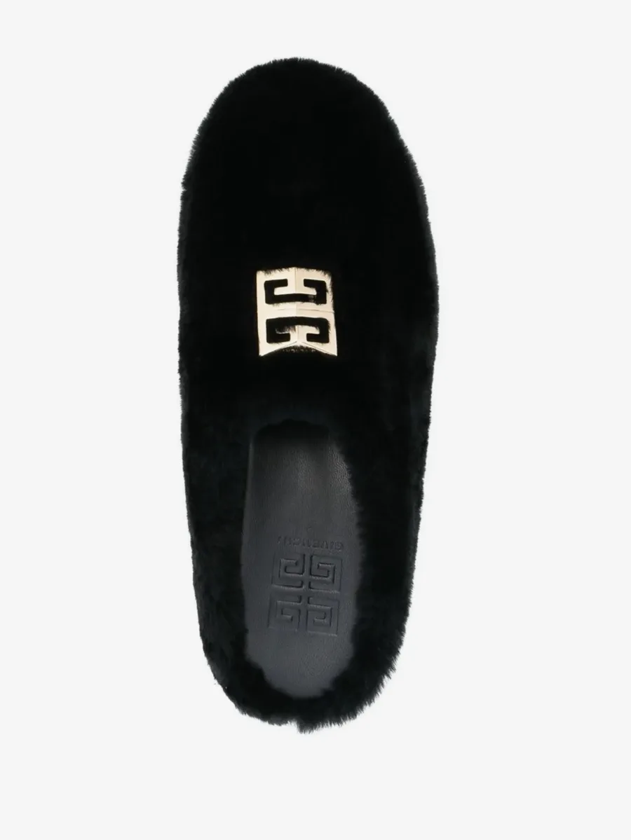 шлепанцы с мехом и логотипом 4