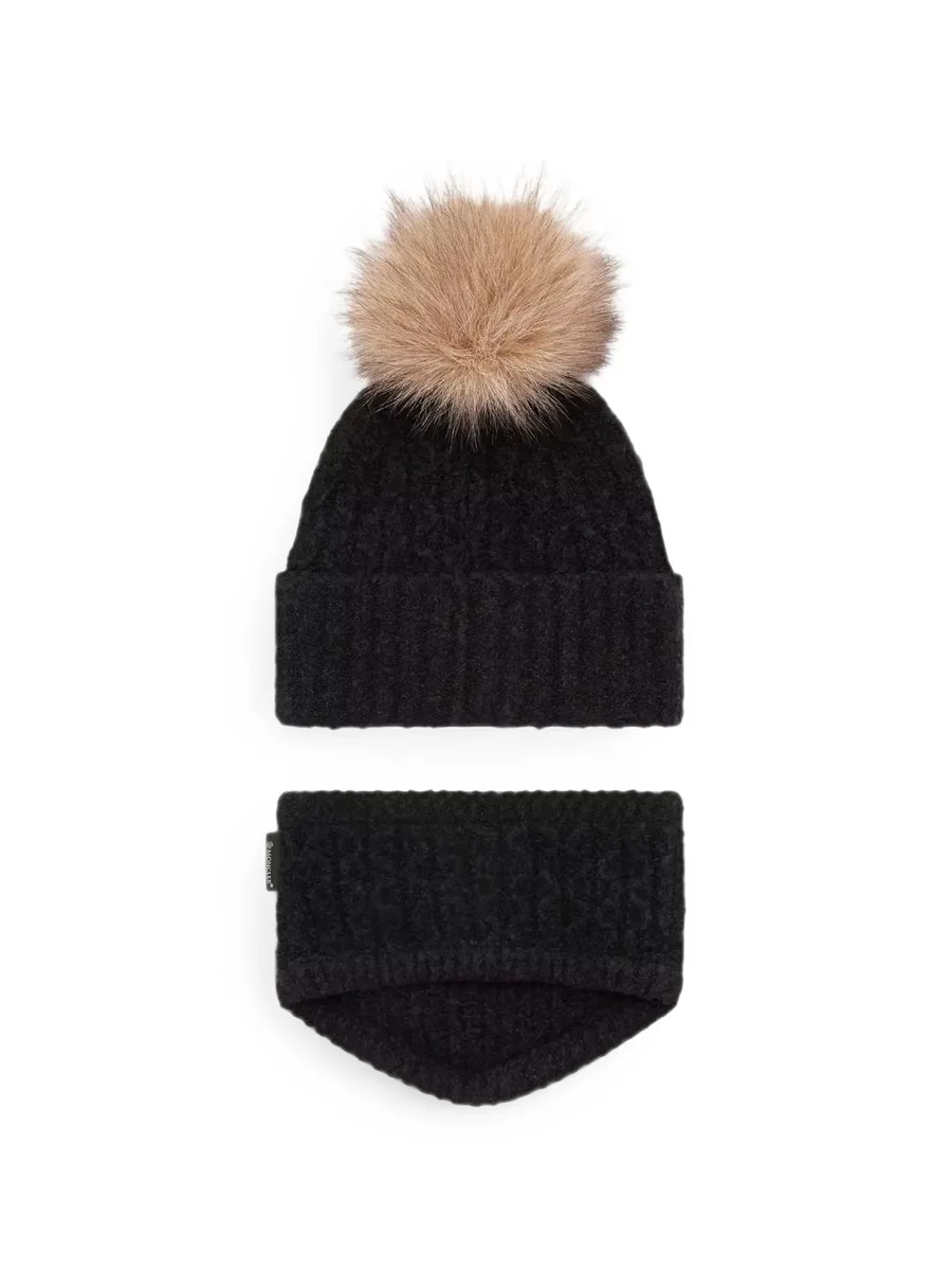 pom-pom beanie hat and scarf set 2