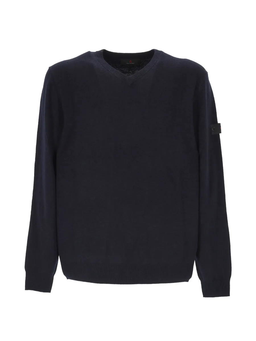 V-neck logo-patch sweater 1