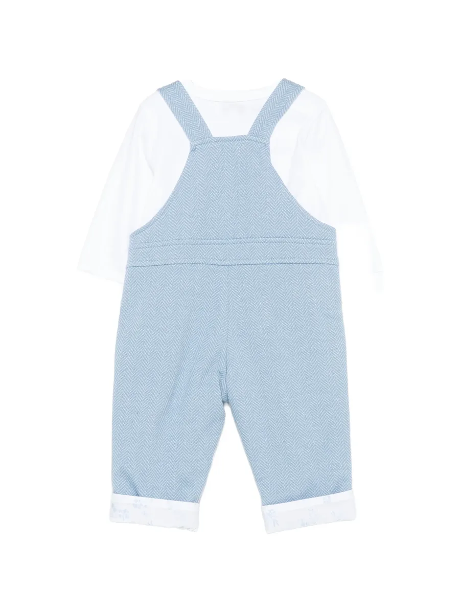 herringbone-pattern dungarees and T-shirt set 2