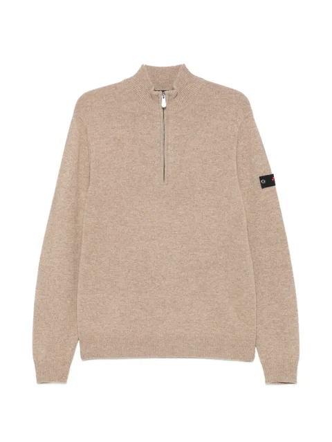 Trebe half-zip logo-patch sweater