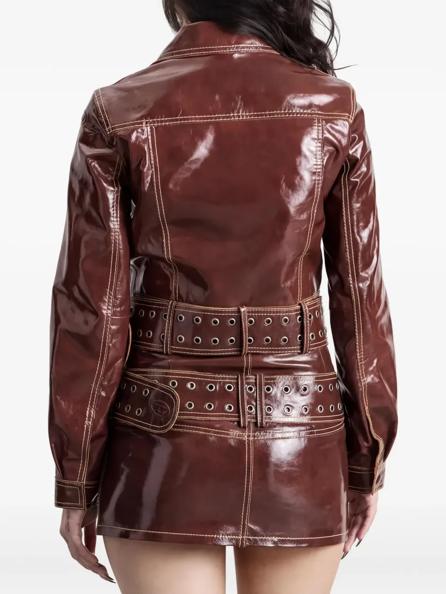 patent-leather jacket with large belt 2