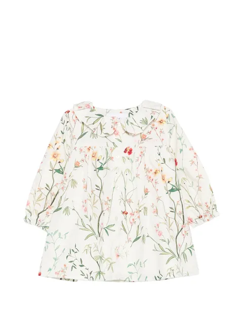 floral-print ruffled-collar dress