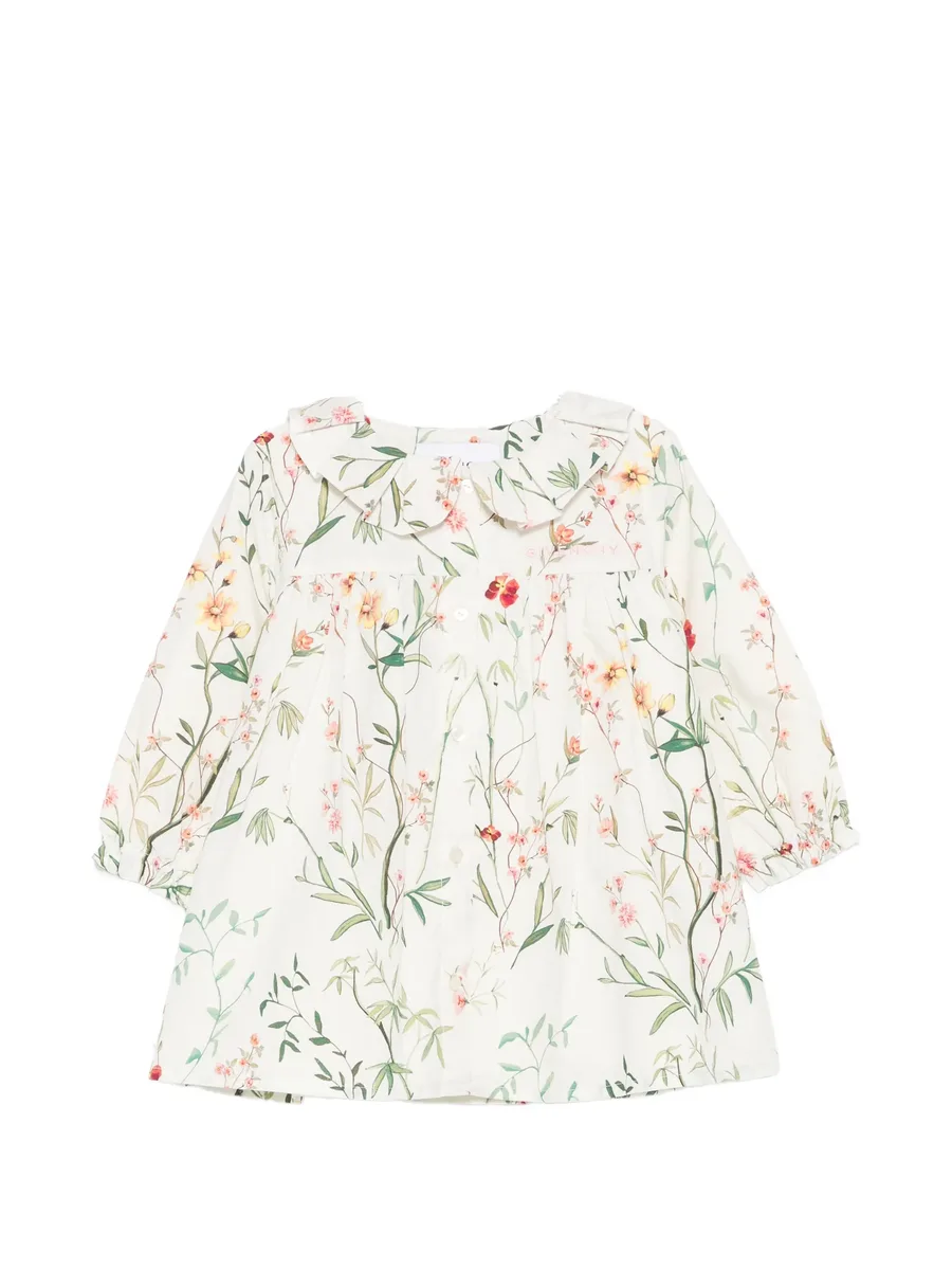 floral-print ruffled-collar dress 1