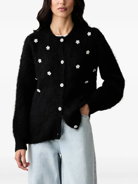 crystal-embellished fluffy cardigan