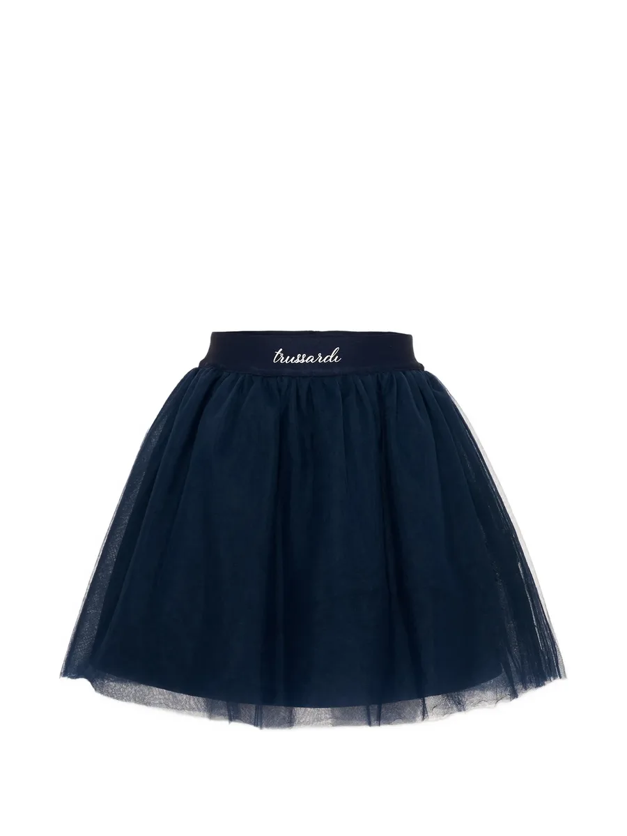 tulle-layered logo-waistband skirt 1