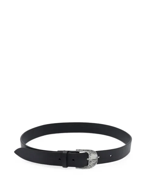 engraved-buckle leather belt