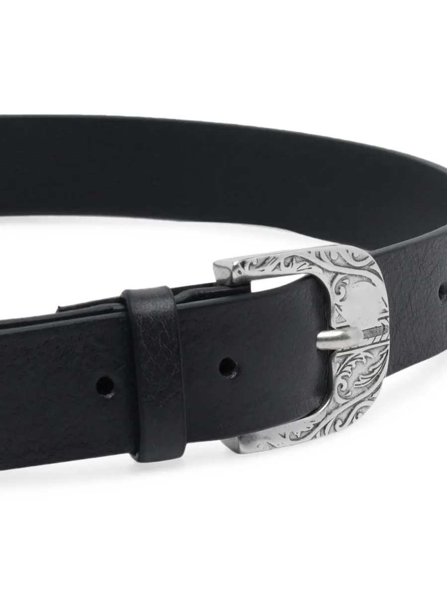 engraved-buckle leather belt 2
