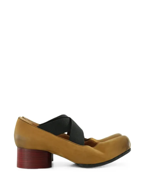 cross-strap pleated-toe ballet flats