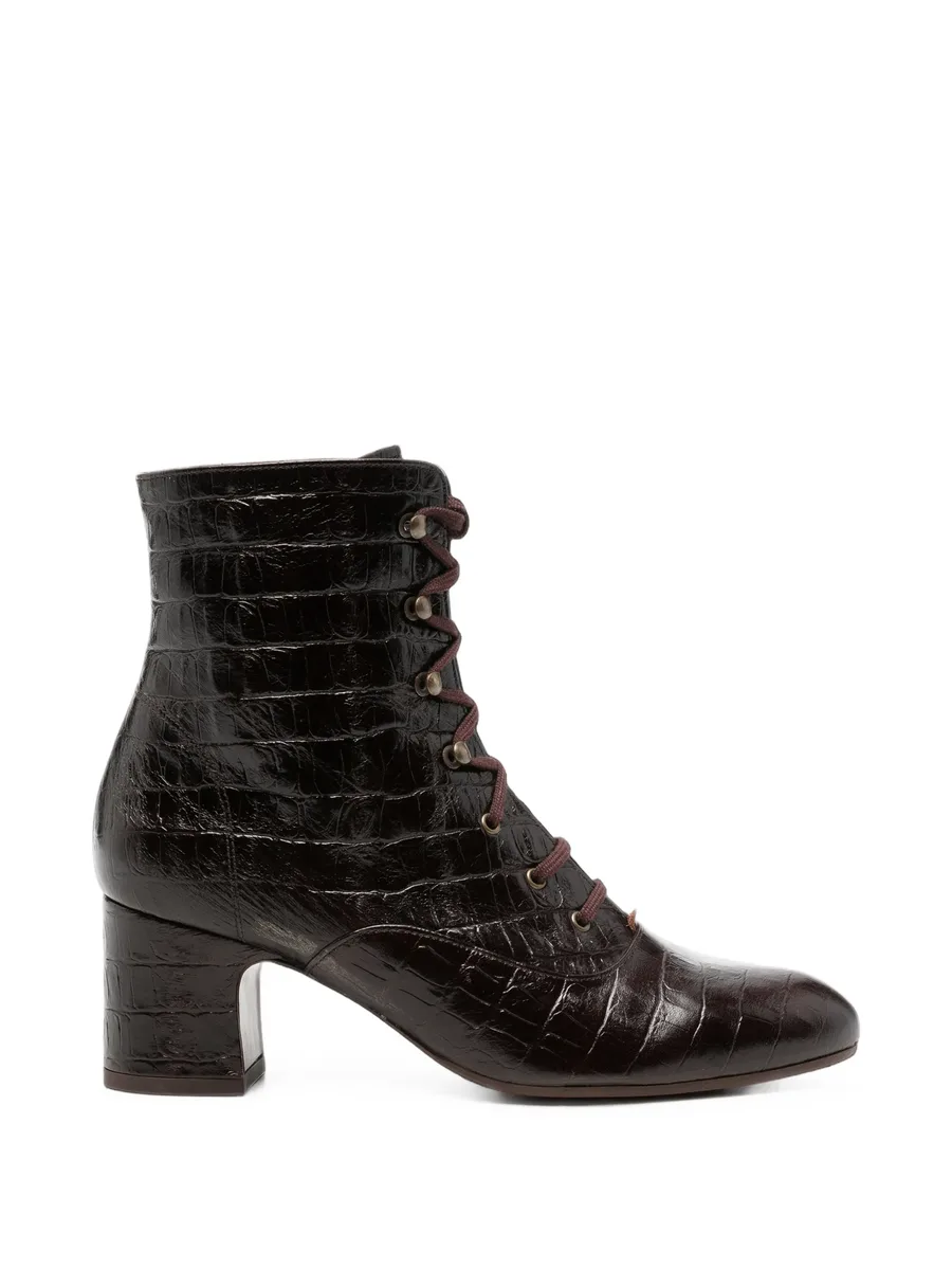 croc-effect lace-up ankle boots 1