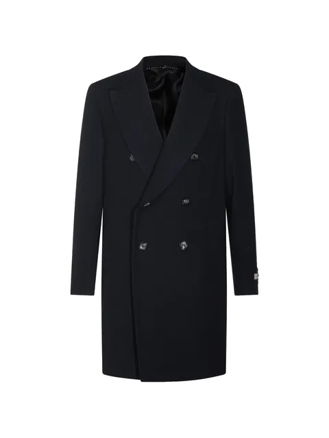 double-breasted peak-lapels coat