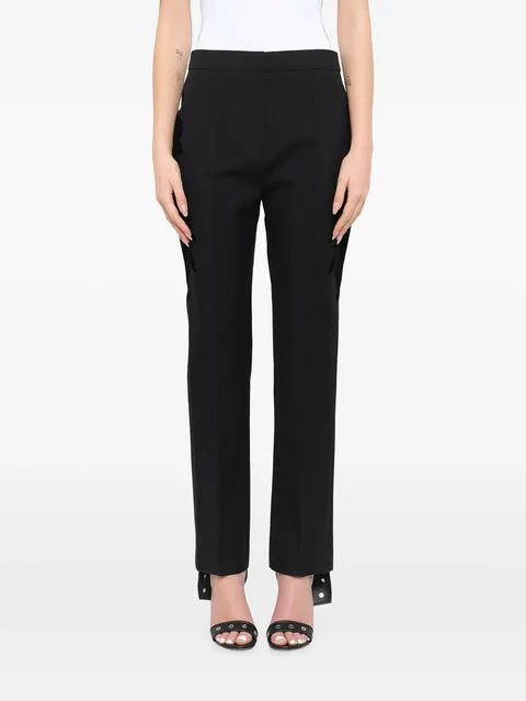 Podium velvet-appliqué pocket trousers