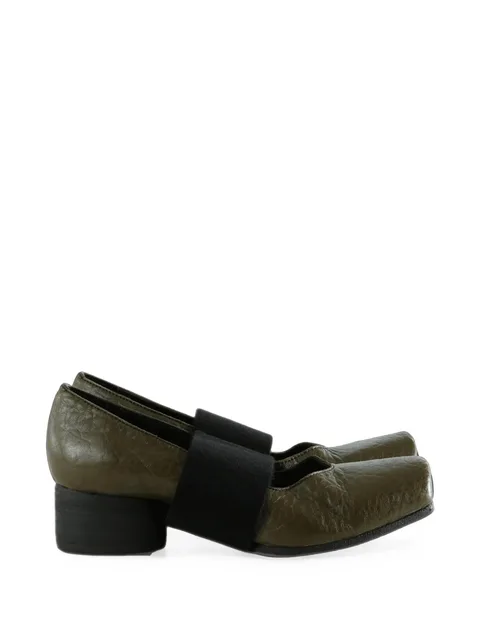 elasticated-strap square-toe ballet flats