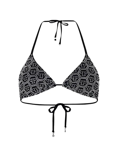 swimming triangle-bra monogram-strass