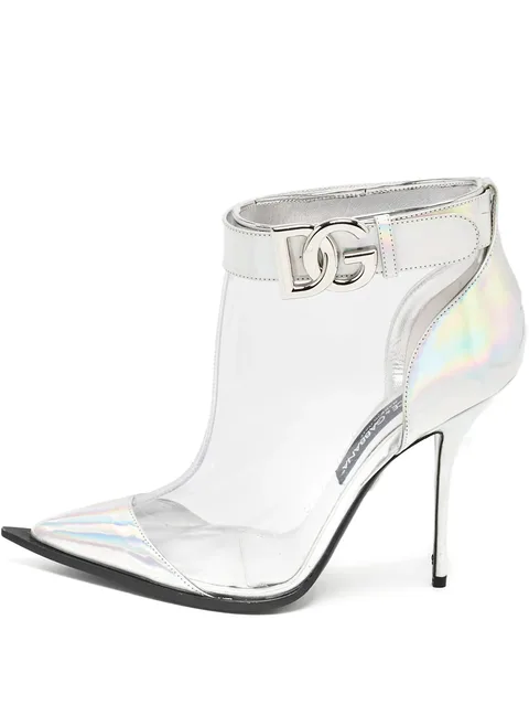 110mm pointed-toe clear ankle boots