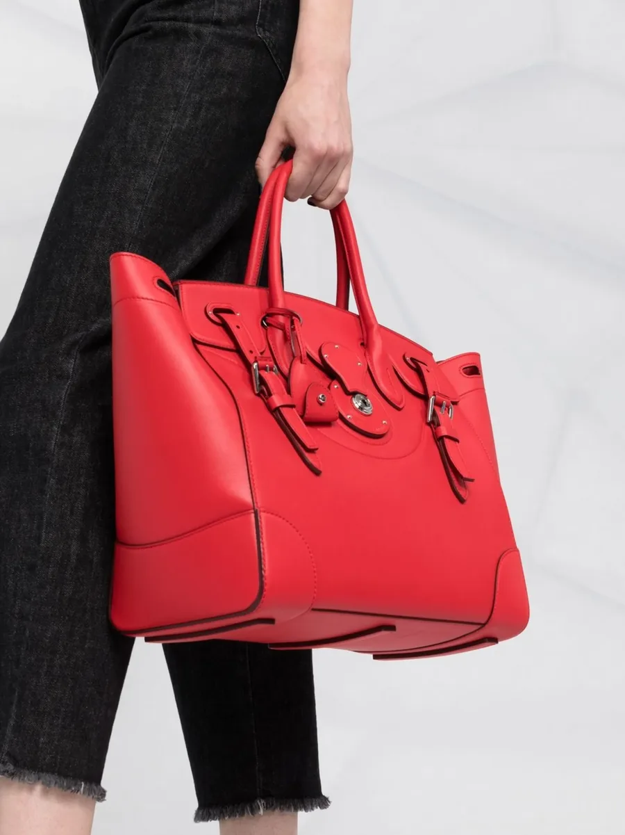 buckle-fastening panelled tote bag 5
