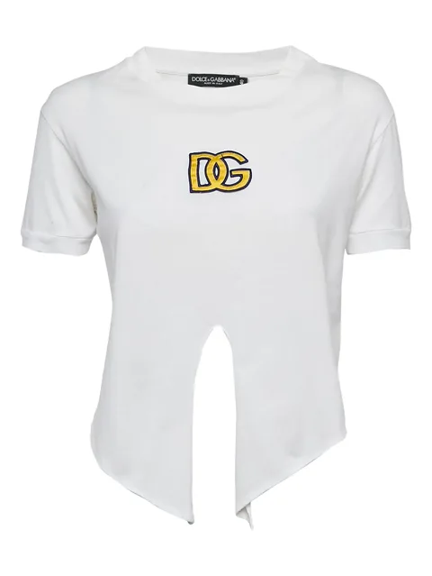 2000s logo-embroidered split-hem top