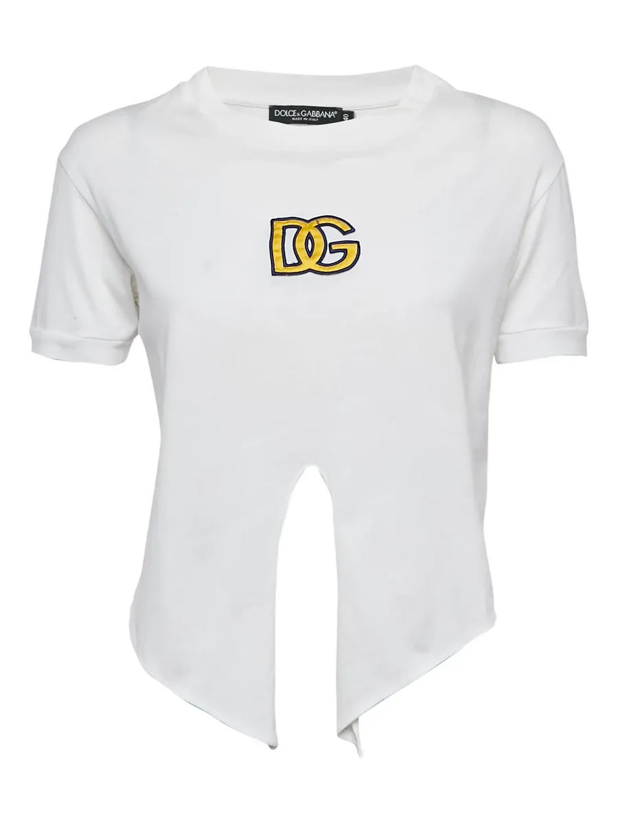 2000s logo-embroidered split-hem top 2