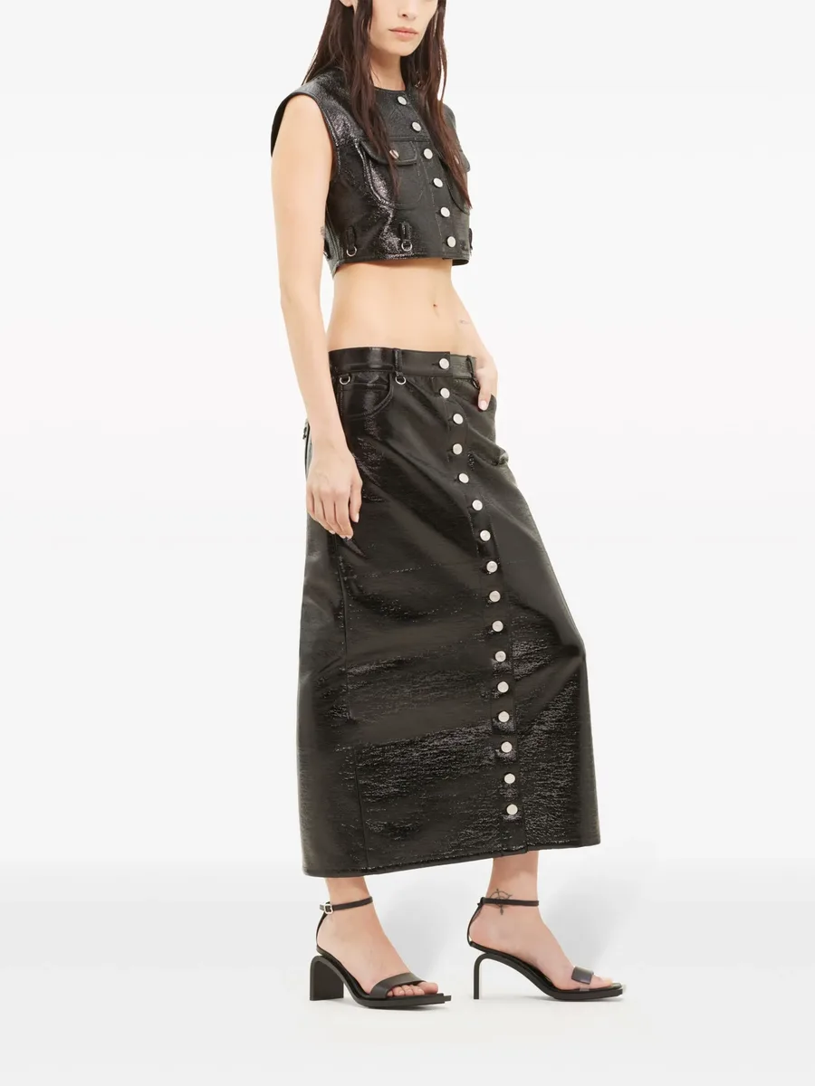 Multiflex patent-finish midi skirt 6