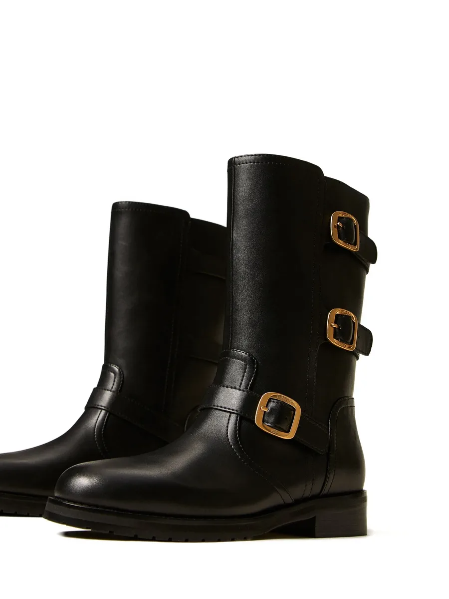 triple-buckle biker boots 6