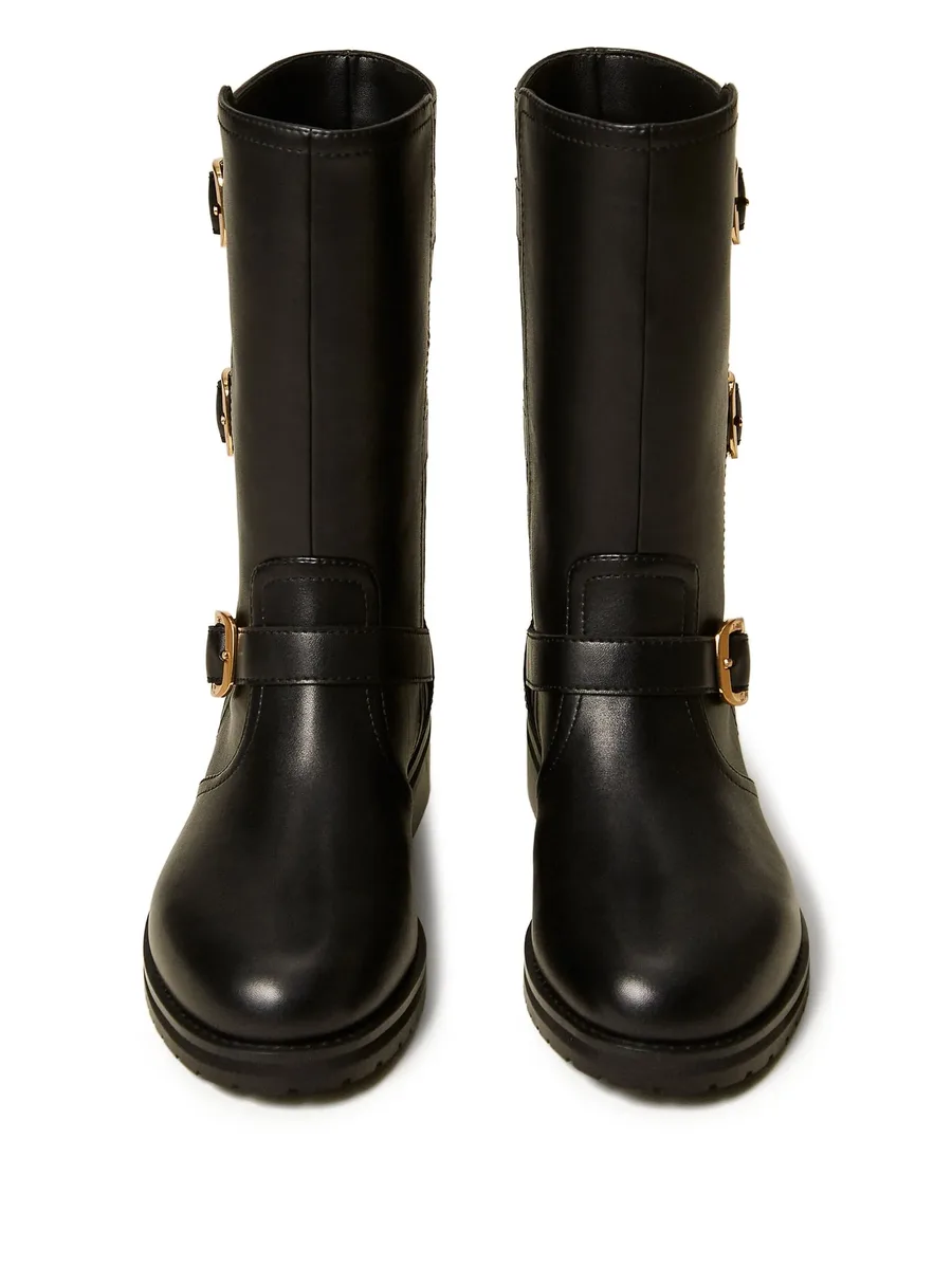 triple-buckle biker boots 7