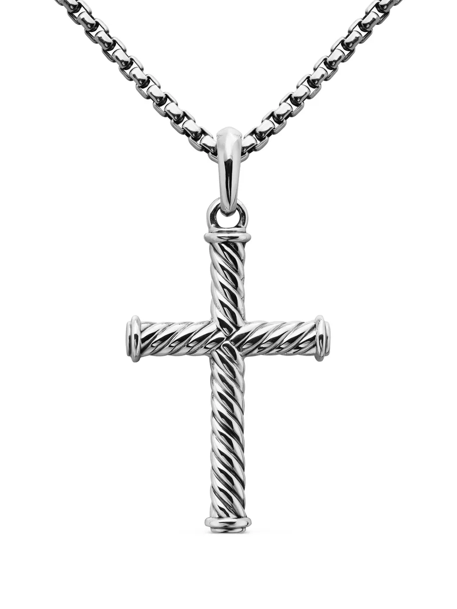 серебряная подвеска Cable Cross (35 мм) 2