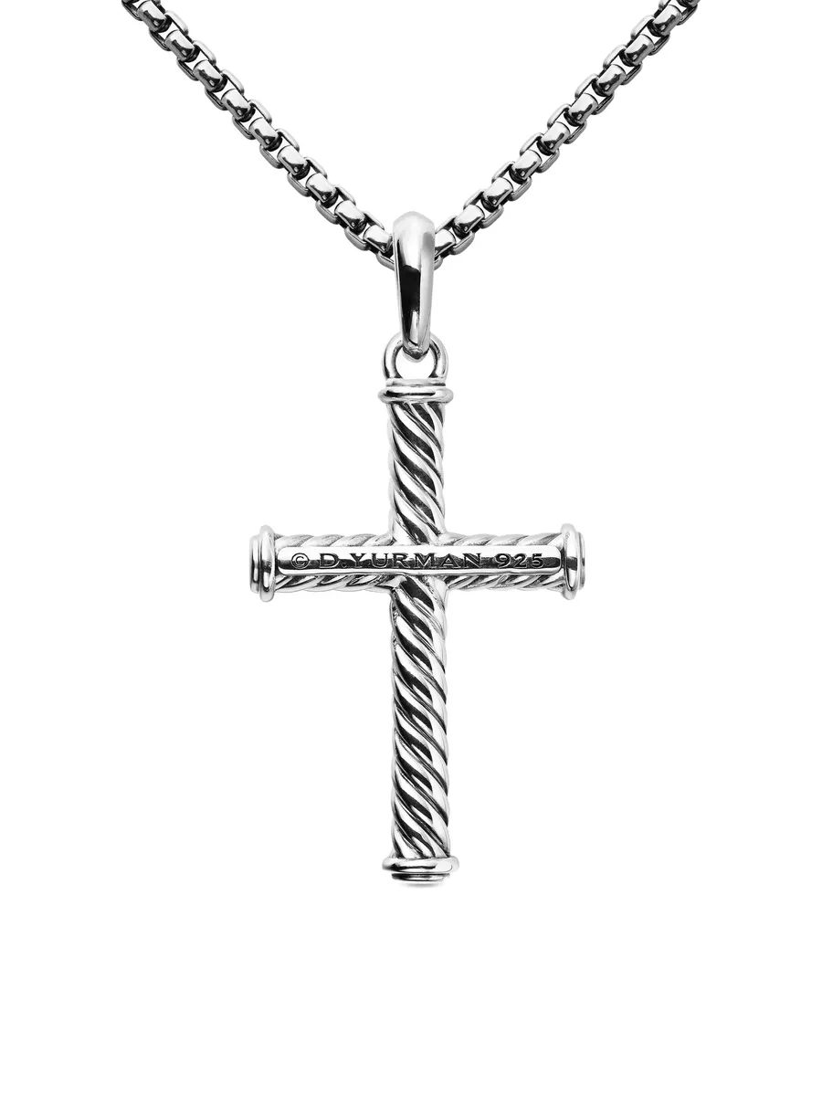 серебряная подвеска Cable Cross (35 мм) 8
