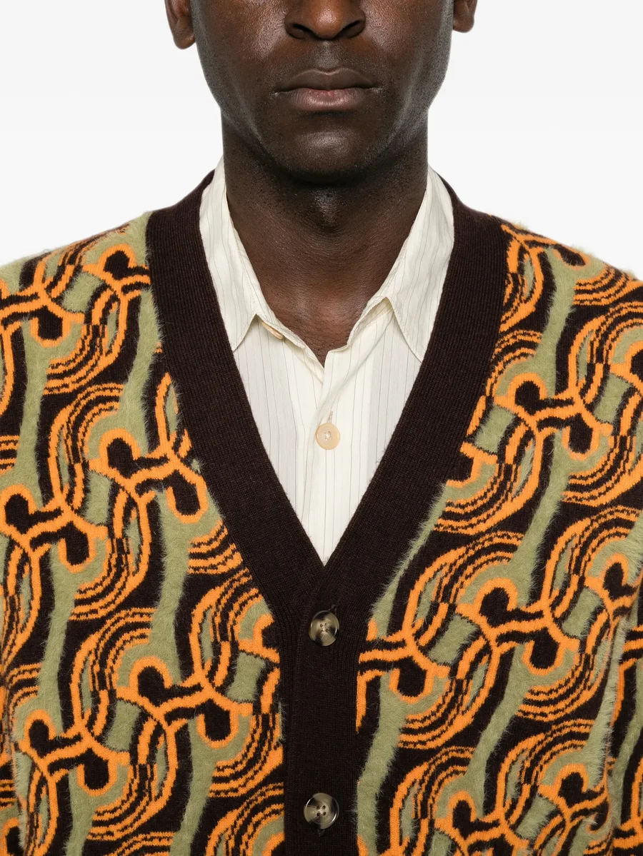 abstract-pattern jacquard-knit cardigan 5