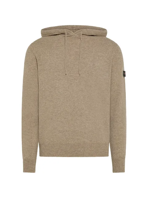 logo-patch drawstring knitted hoodie