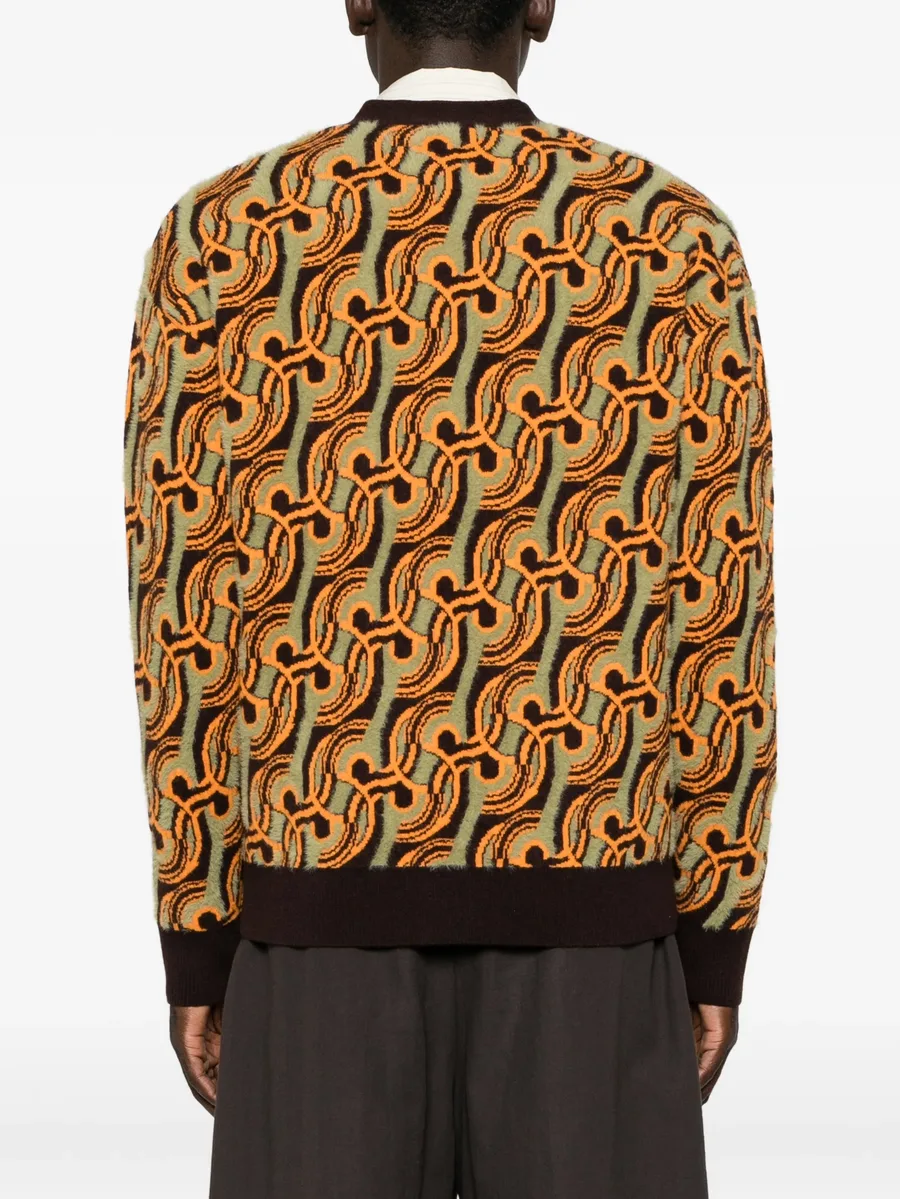 abstract-pattern jacquard-knit cardigan 4