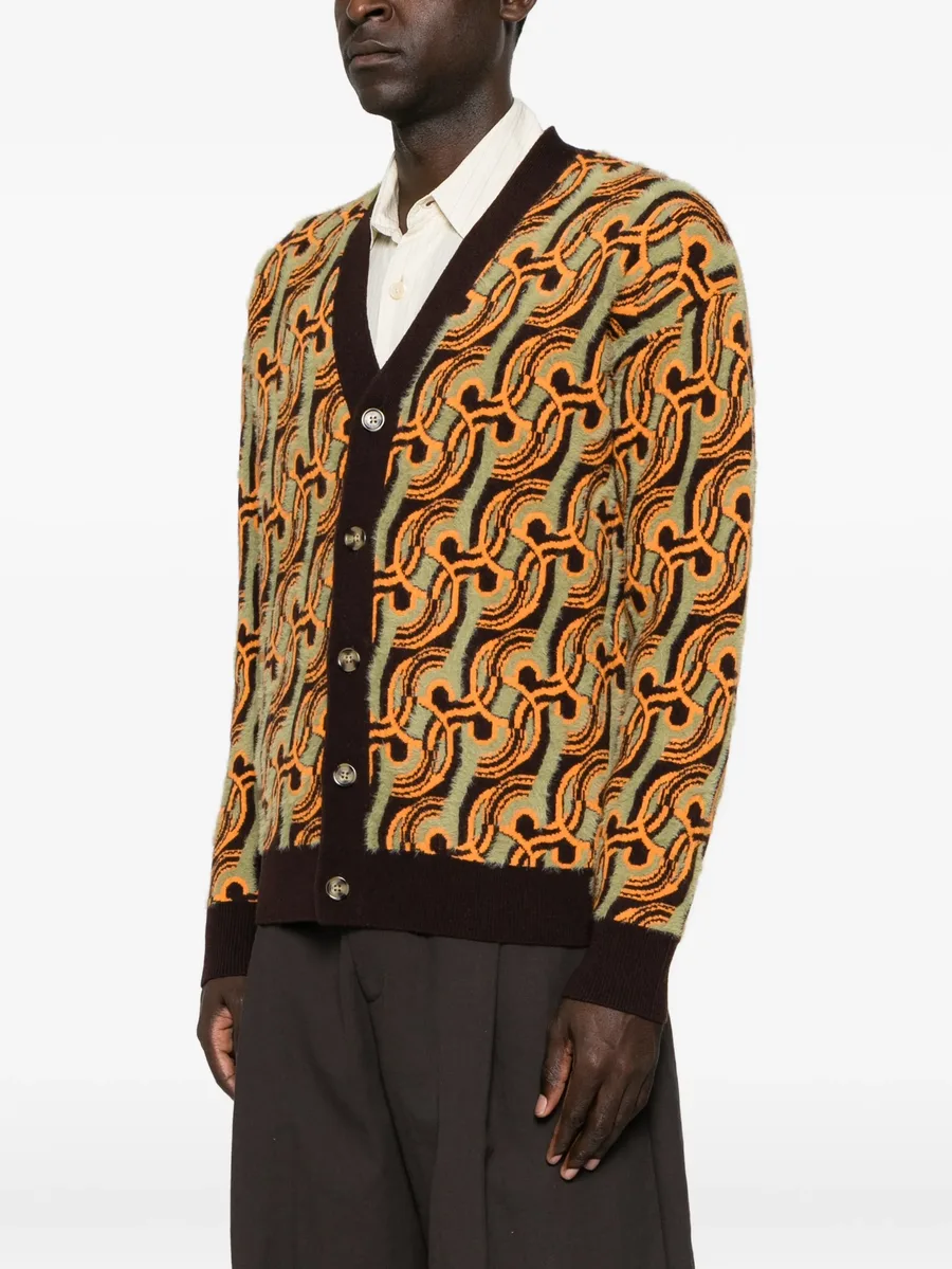 abstract-pattern jacquard-knit cardigan 3