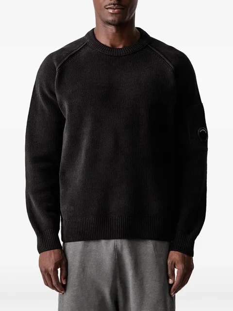 chenille cotton lens crewneck sweater