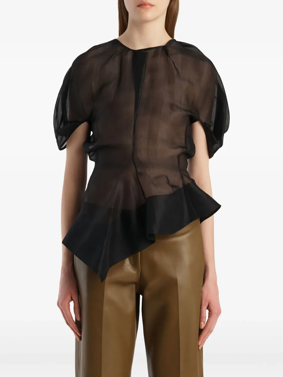 asymmetric draped silk top 3