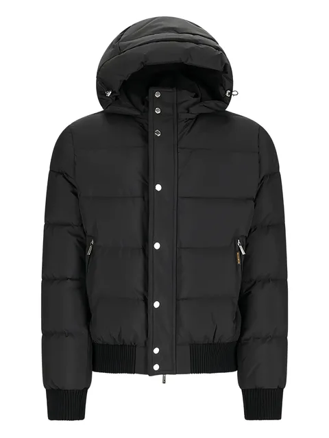 hooded quilted bomber jacket