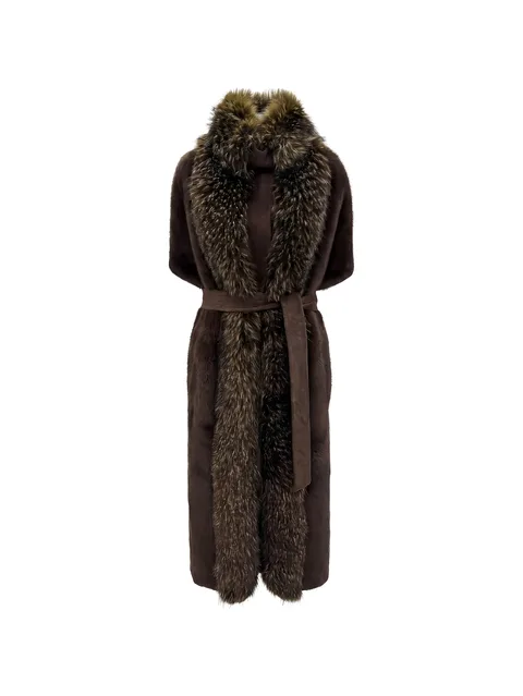 short-sleeved belted coat
