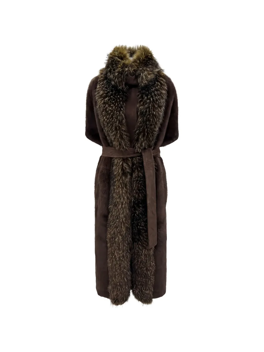short-sleeved belted coat 1