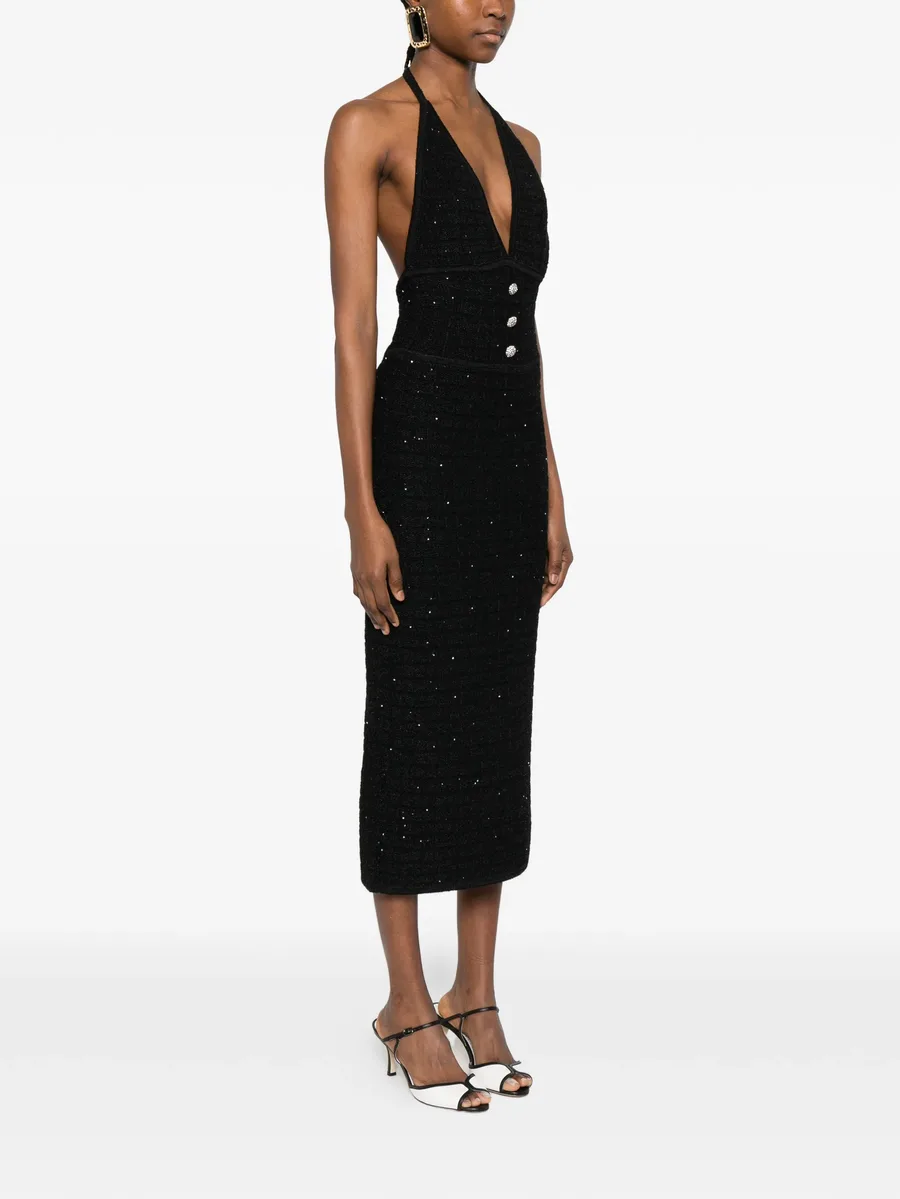 buttoned V-neck midi dress 6