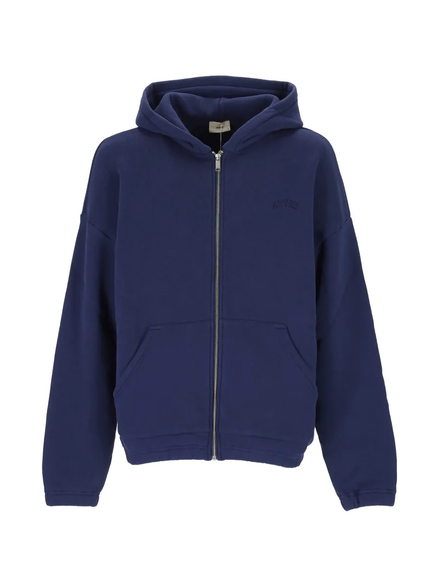 logo-embroidered zip-up hoodie 1